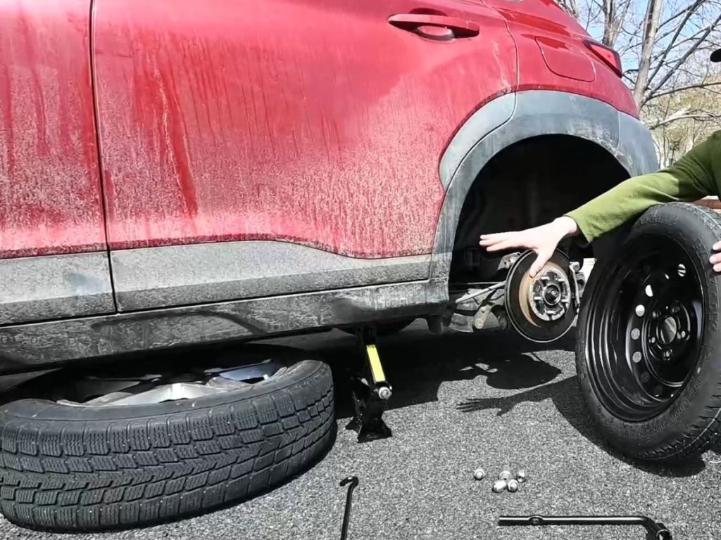 car tire under car