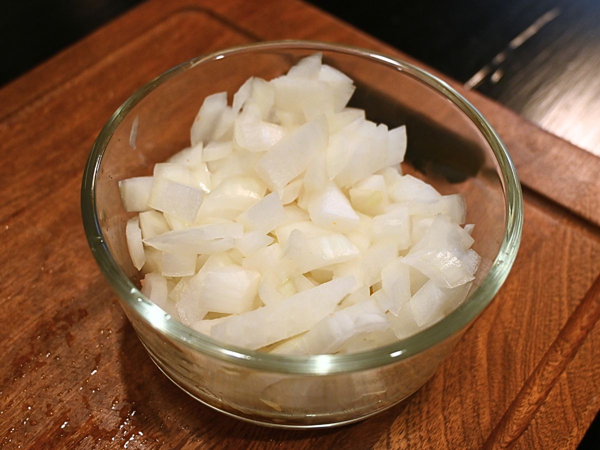 diced onion in a bowl