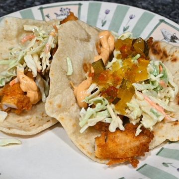 fried perch tacos with coleslaw and chipotle aioli