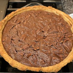 baked chocolate maple pecan pie